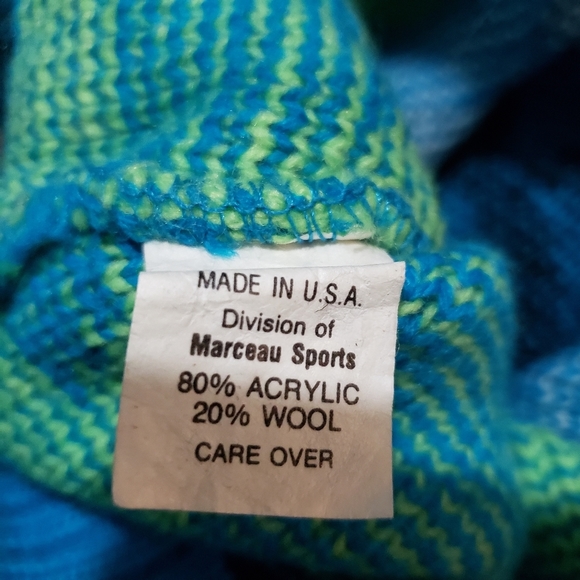 Mountain Lid Woolens Geometric Knit Sweater Mens L Pullover Crewneck Blue USA - Picture 6 of 8